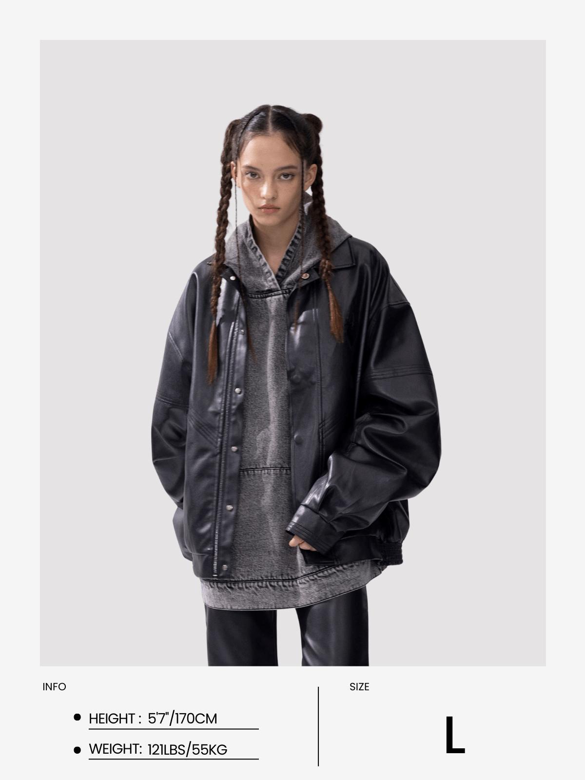 Aelfric Eden Zip Up Ruched Leather Jacket Product Image
