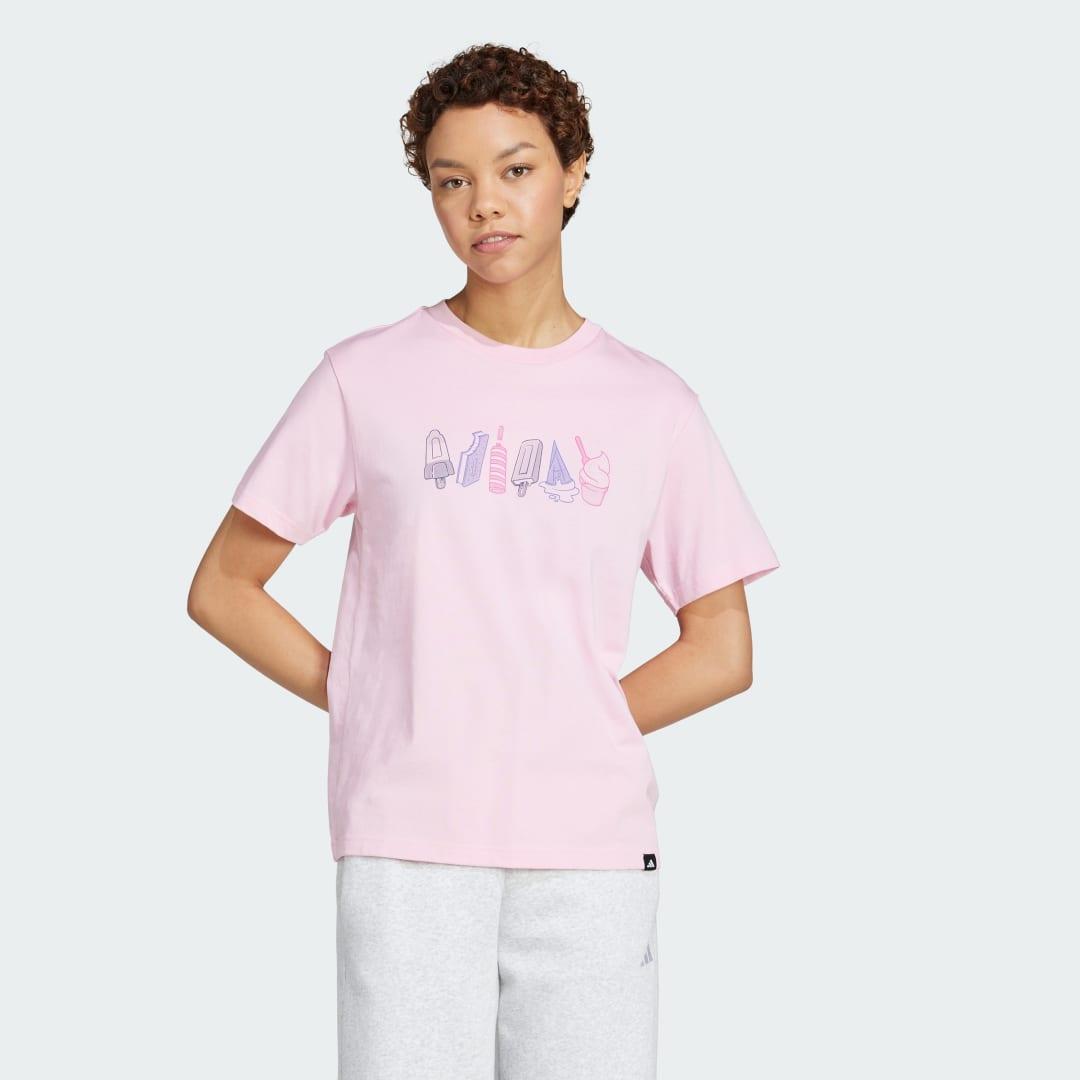 adidas Lounge Food Graphic Tee True Pink XL Womens Product Image