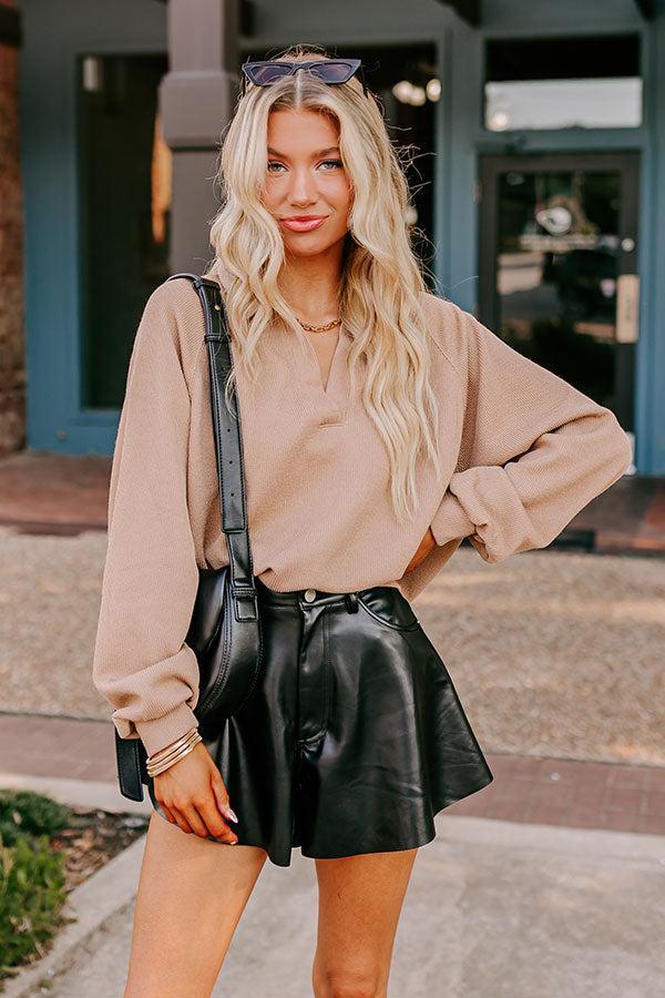 Park Avenue Ribbed Sweatshirt in Iced Latte Product Image