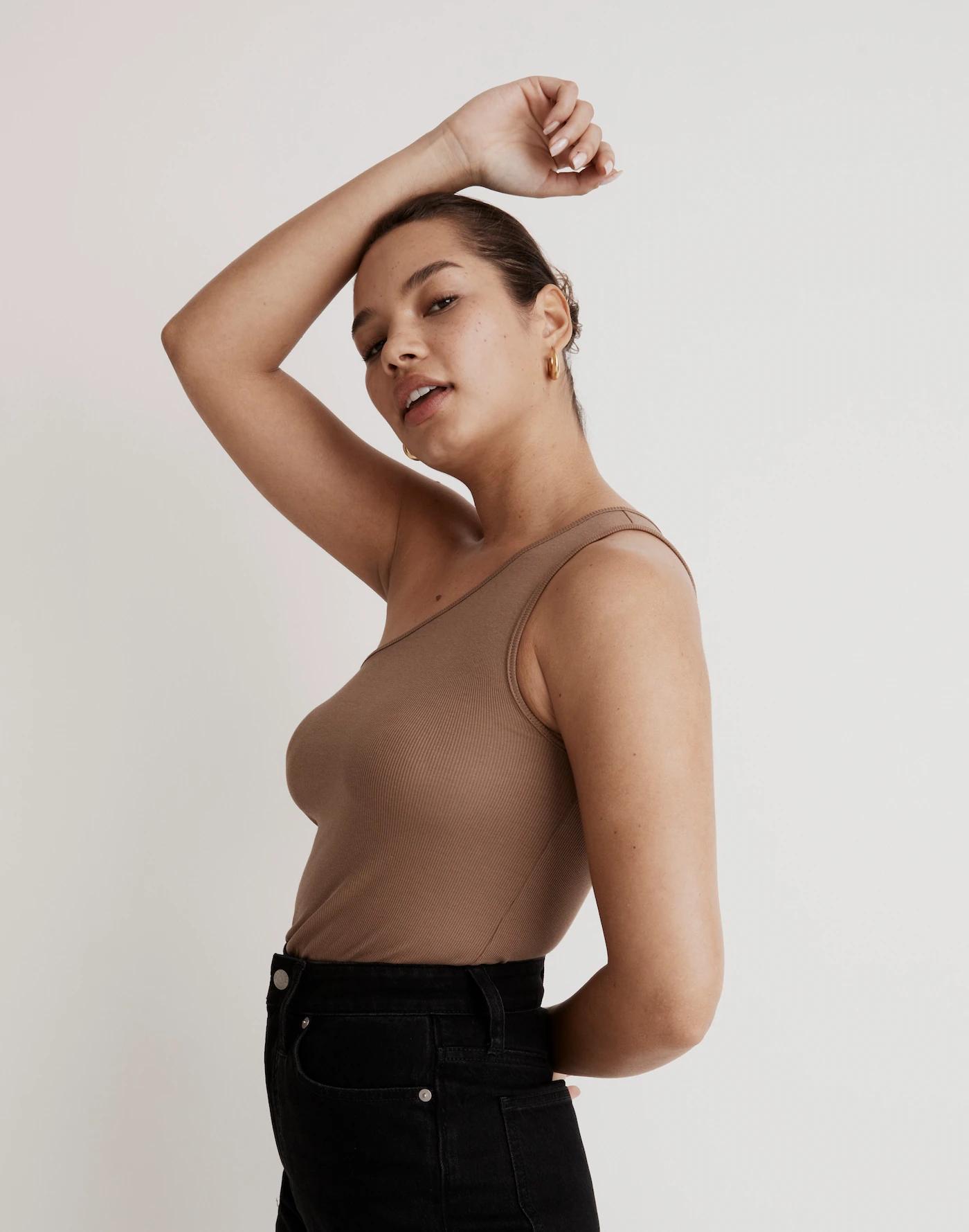 Supima® Rib One-Shoulder Tank Product Image