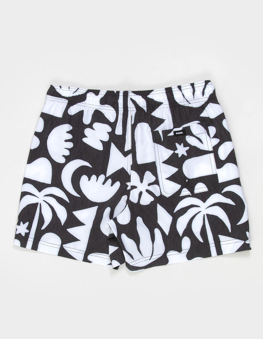 RSQ Mens Abstract 5" Swim Shorts - BLK/WHT Product Image