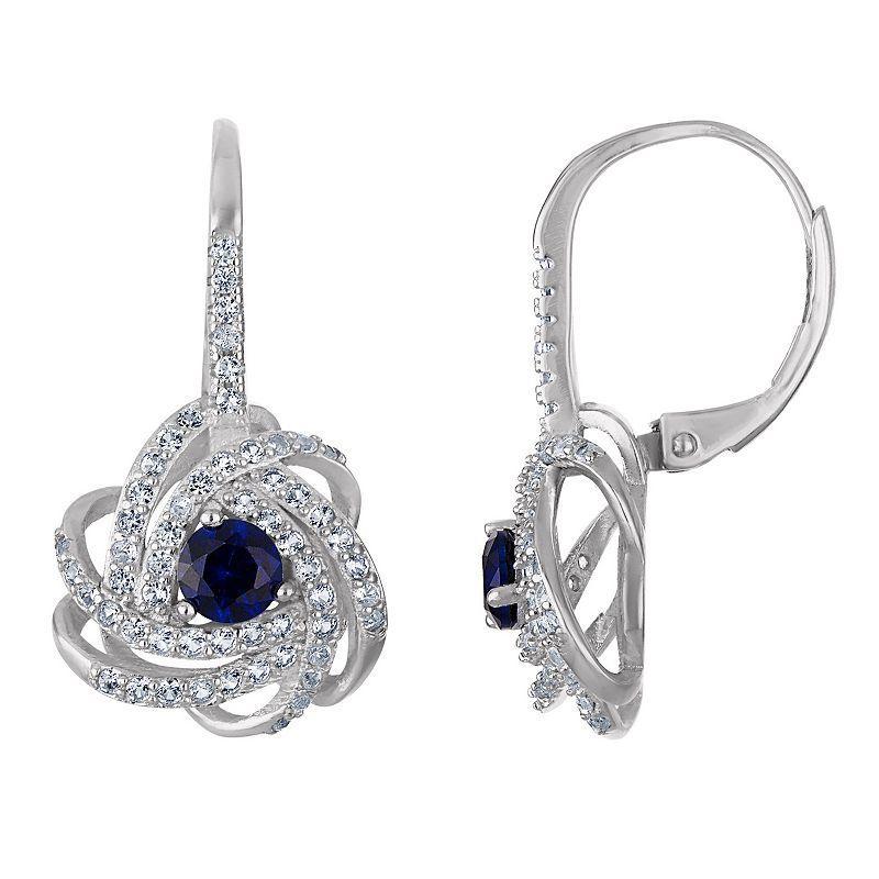Designs by Gioelli Sterling Silver Gemstone Love Knot Leverback Earrings, Women's, Purple Product Image
