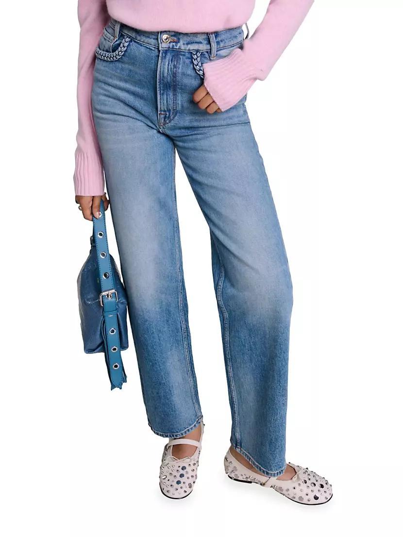 Straight-Leg Braided Detail Jeans Product Image