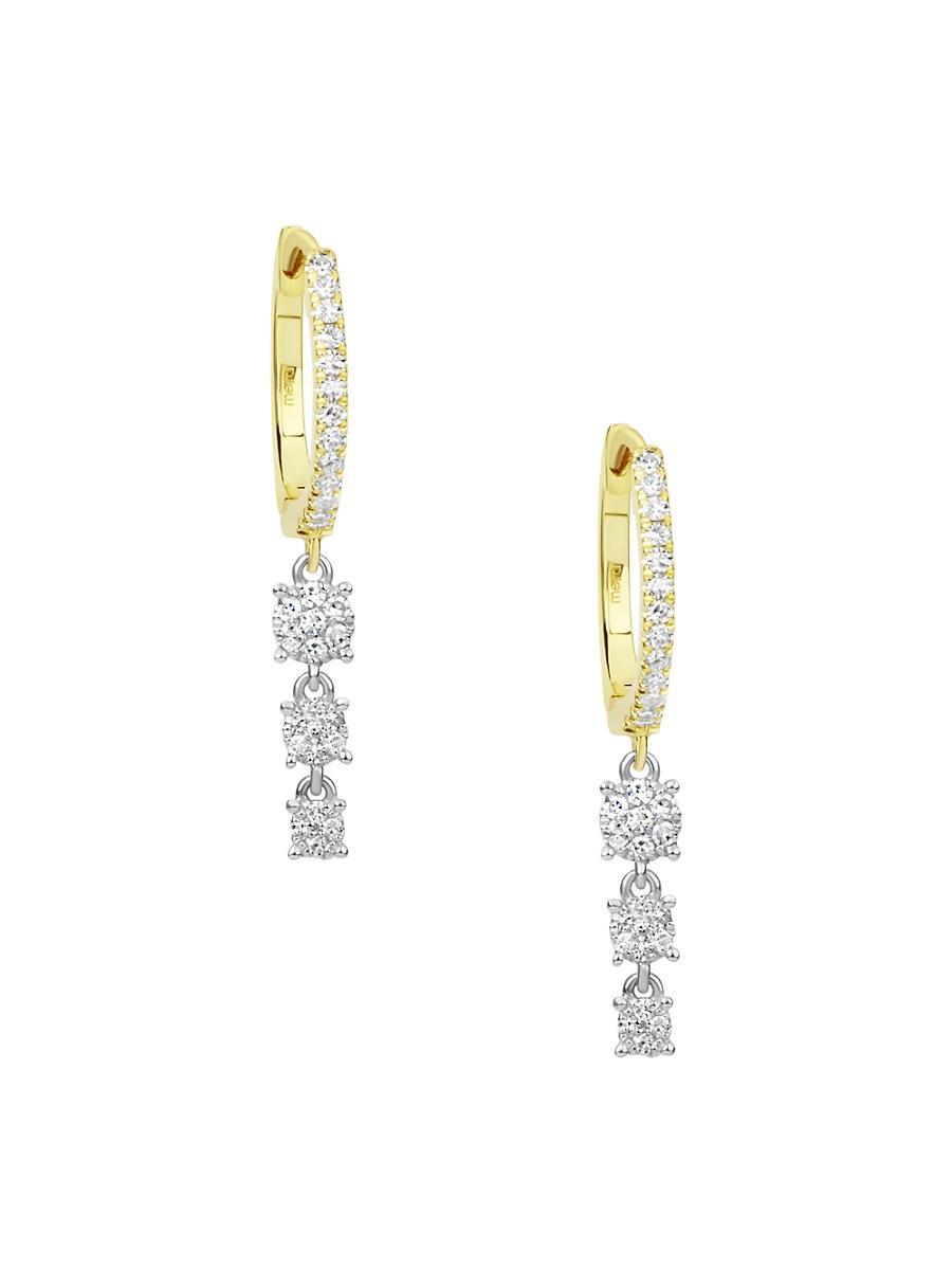 Womens 14K Yellow Gold & 0.10 TCW Diamonds Huggie Hoops Product Image