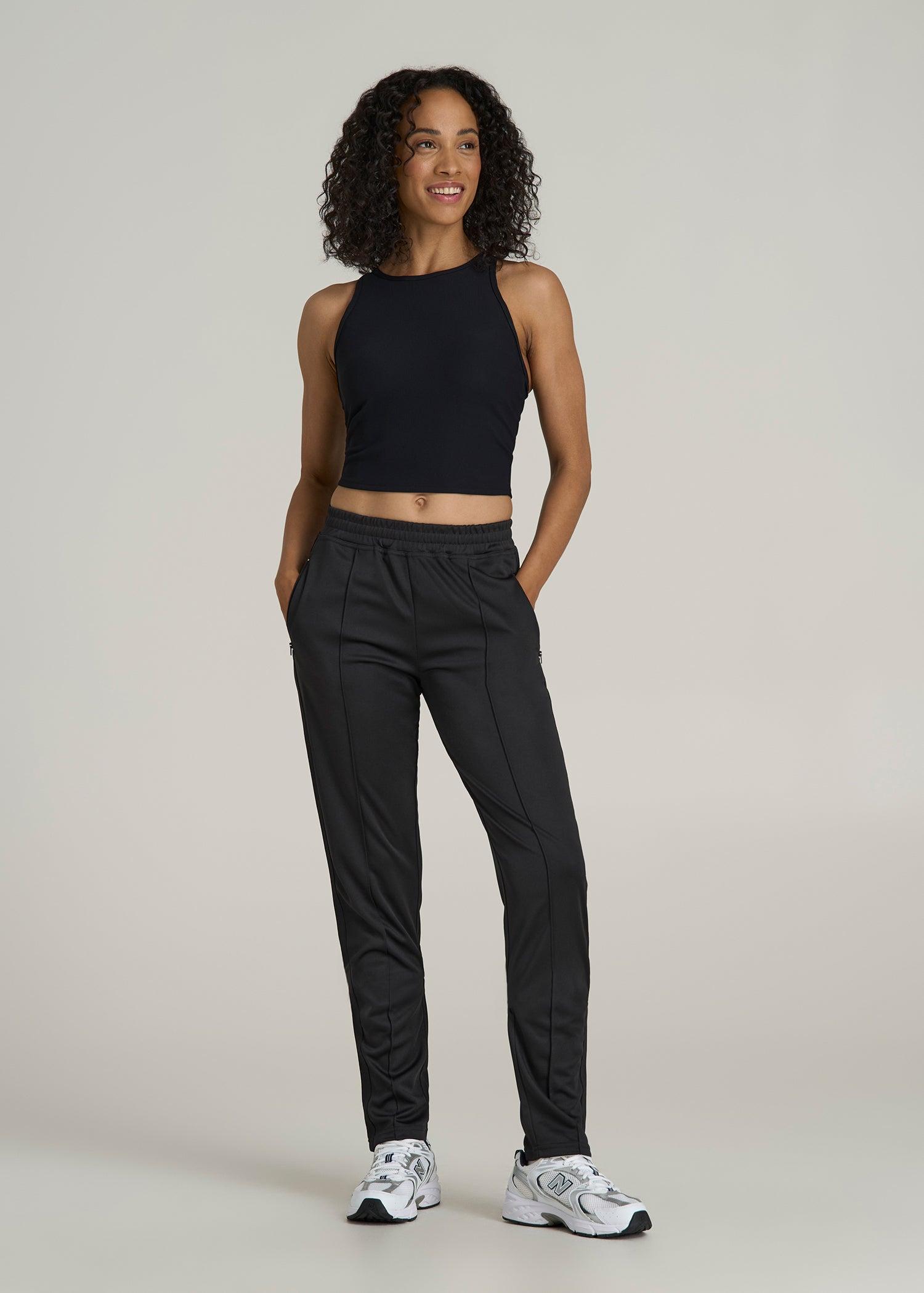 Athletic Stripe Pants for Tall Women in Black And Black Product Image