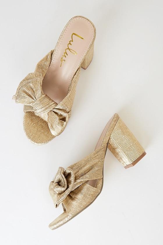 Dorothea Gold Knotted High Heel Sandals Product Image