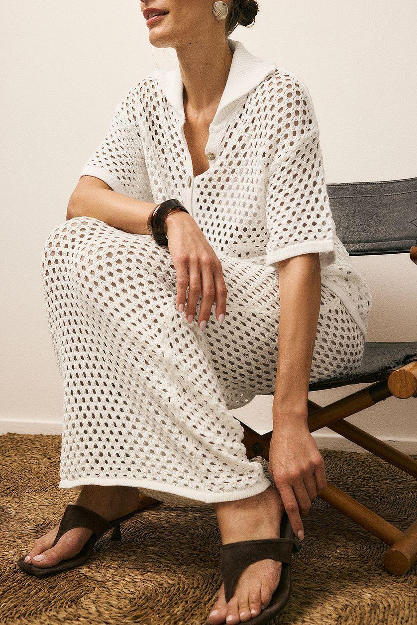 Hole Knitted Maxi Skirt Product Image