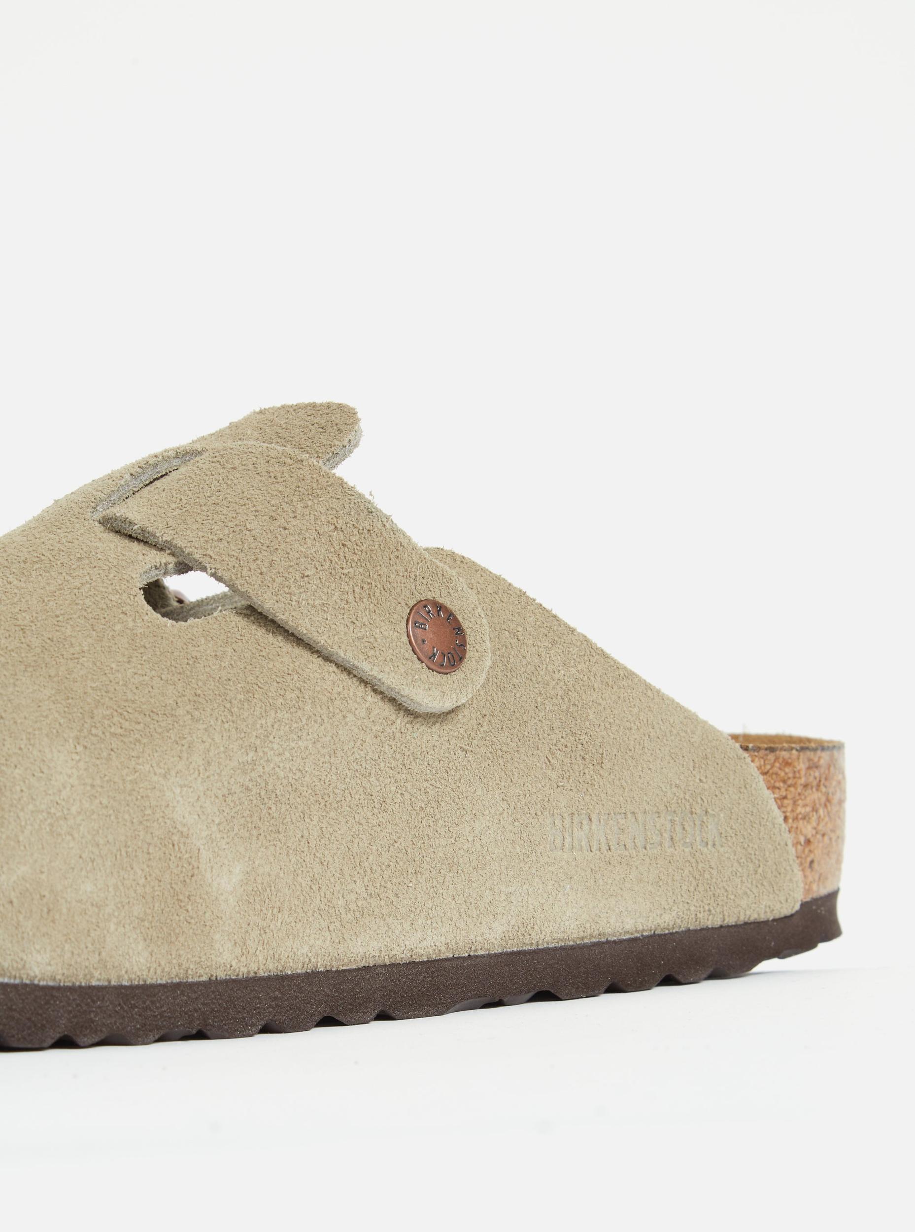 Birkenstock Boston Soft Footbed in Taupe Suede Leather Product Image