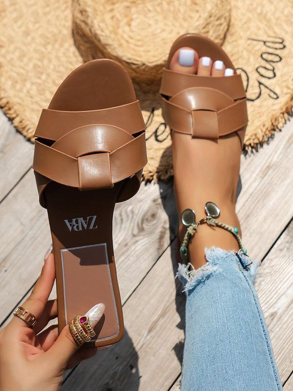 Hollow Open Toe Split-Joint Slippers Product Image