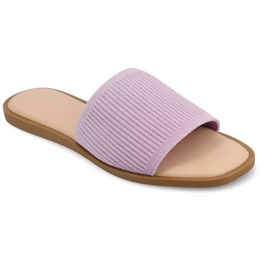 Journee Prisilla Womens Tru Comfort Foam Linen Slip On Slide Sandals Purple Product Image