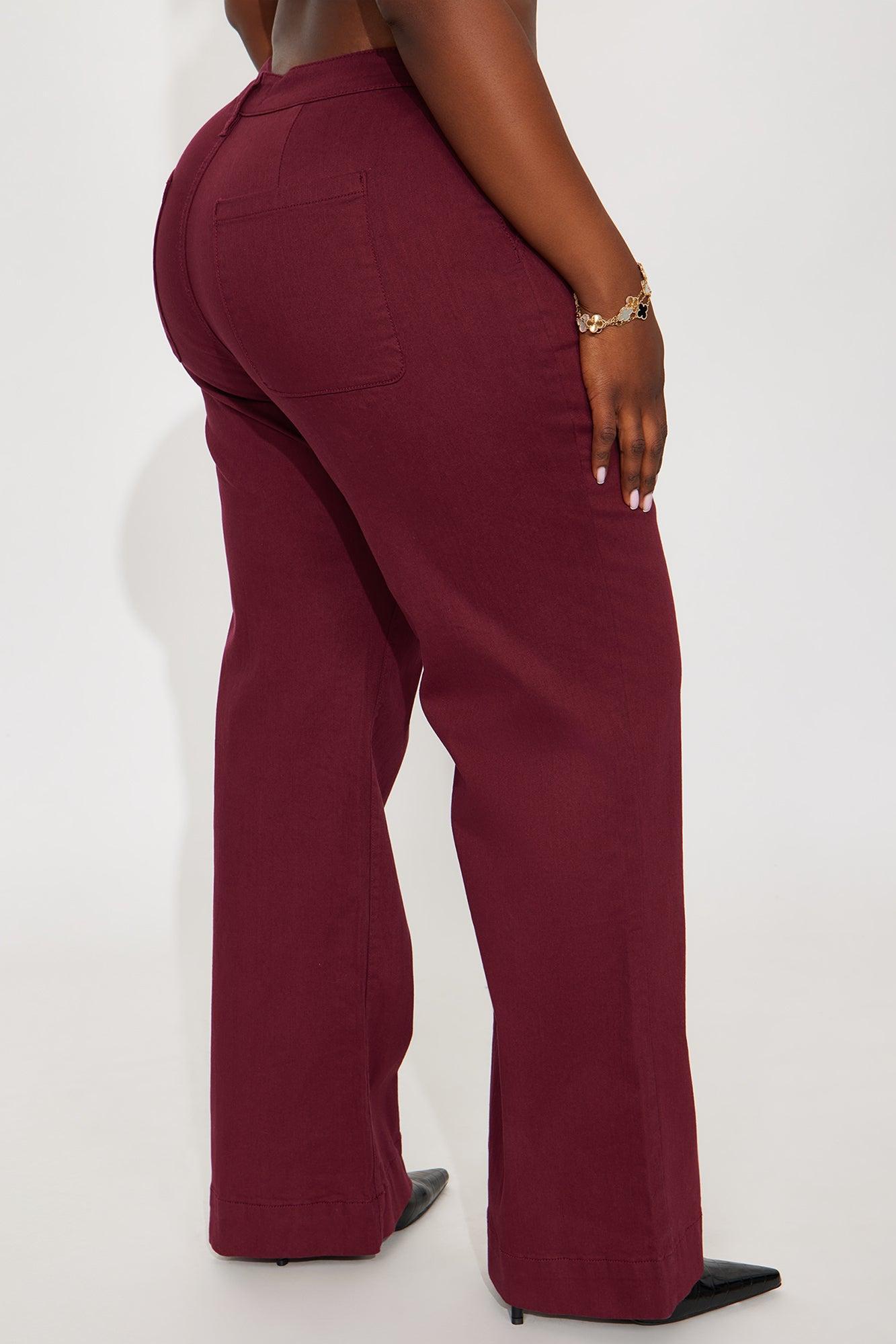 Margot Classic Color Trouser Jean - Burgundy Product Image