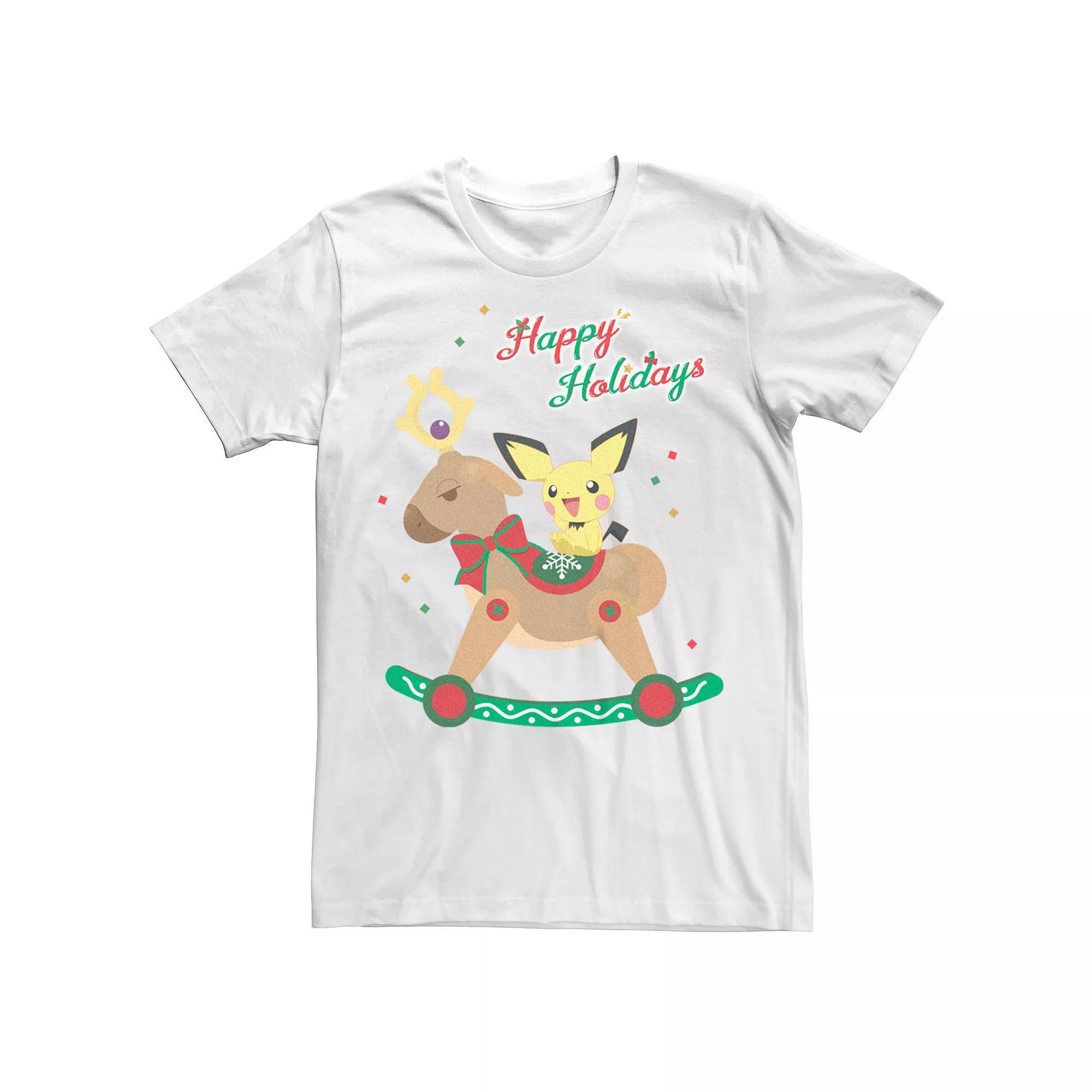 Men's Pokemon Rockin Reindeer Happy Holidays Tee, Size: XS, White Product Image