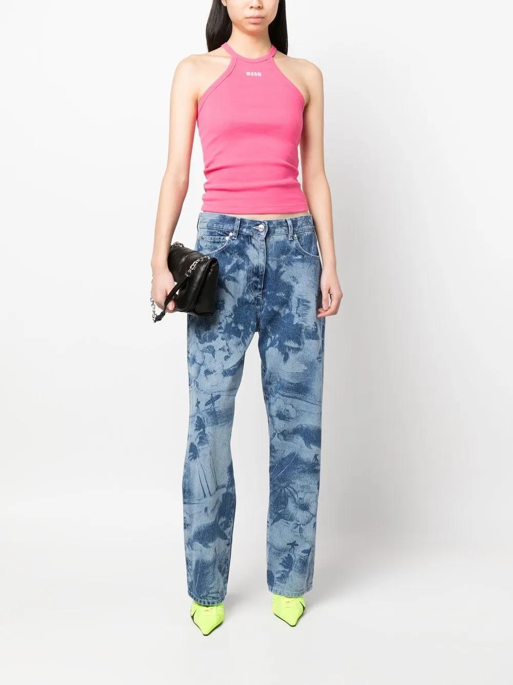 MSGM Logo-print Tank Top In Pink Product Image