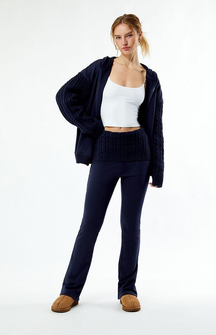 WEWOREWHAT Women's Cable Knit Roll Over Pants Product Image