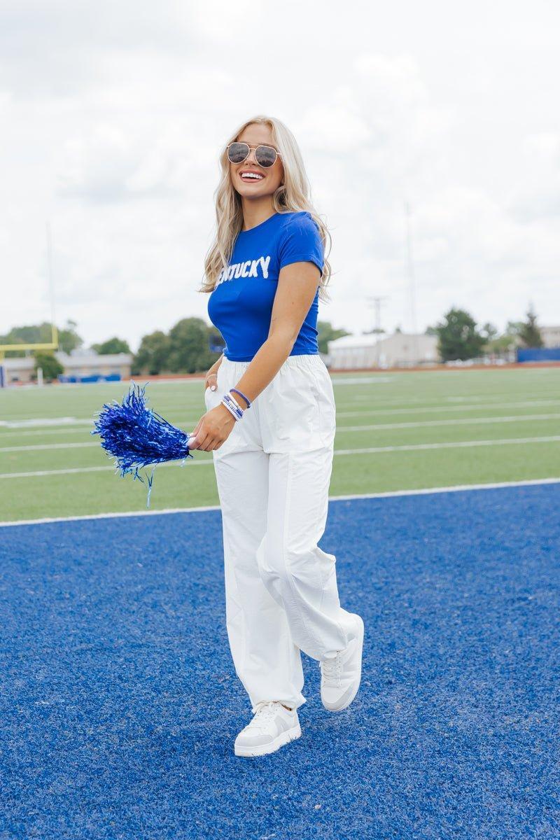 Game On White Parachute Pants - FINAL SALE Product Image