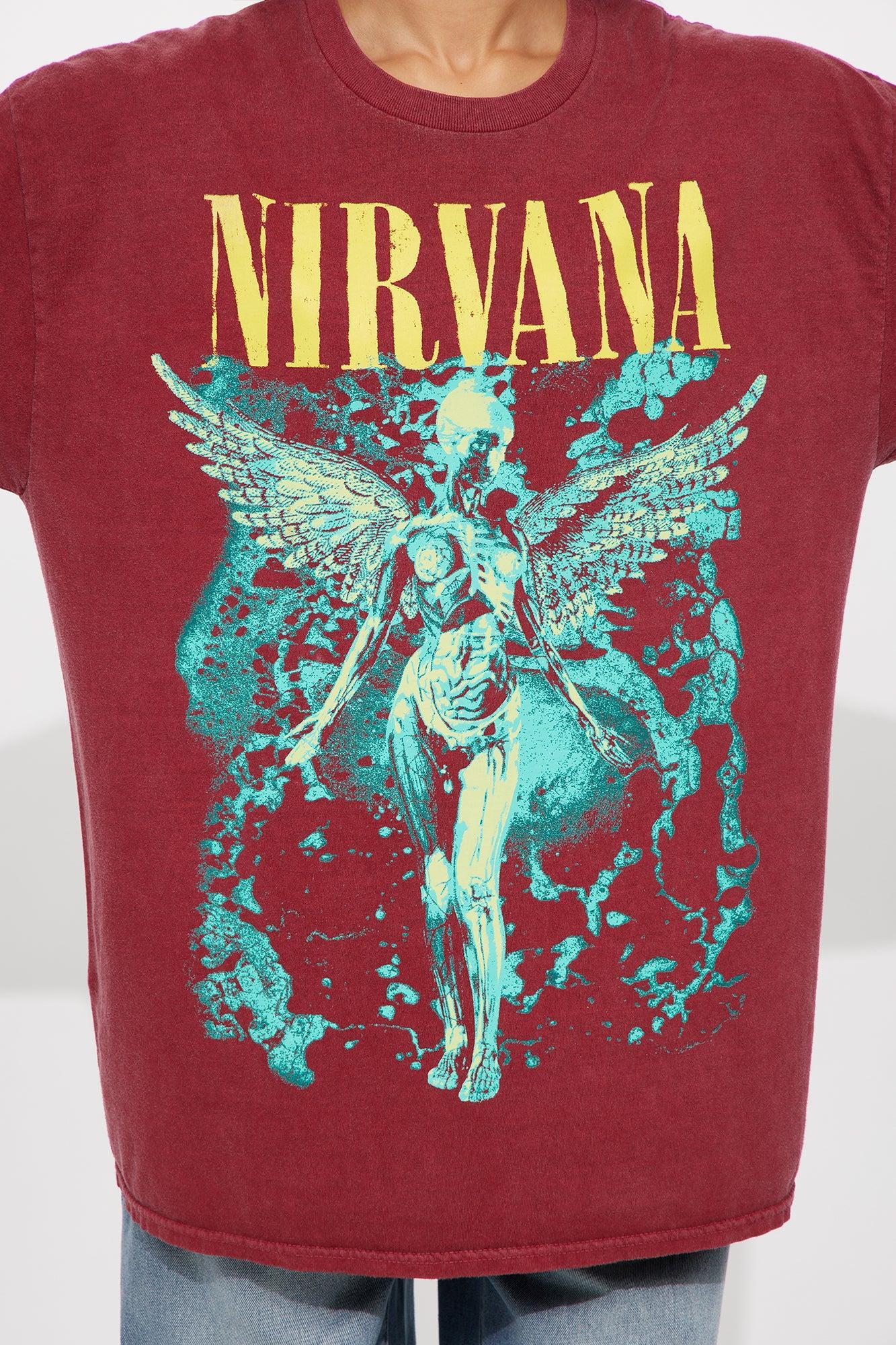 Nirvana Exploded Washed Tee - Burgundy Female Product Image