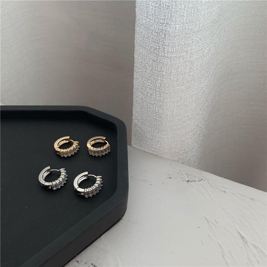 Rhinestone Alloy Hoop Earrings Product Image