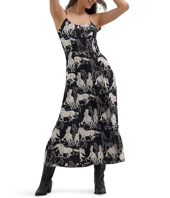 Wrangler® Retro® Western-Inspired Horses-Printed Front-Slit Long Dress Product Image