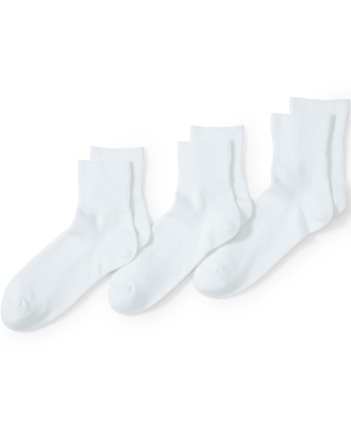 Men's Lands' End 3-Pack Cotton Rib Quarter-Crew Socks, Size: XL, White Product Image