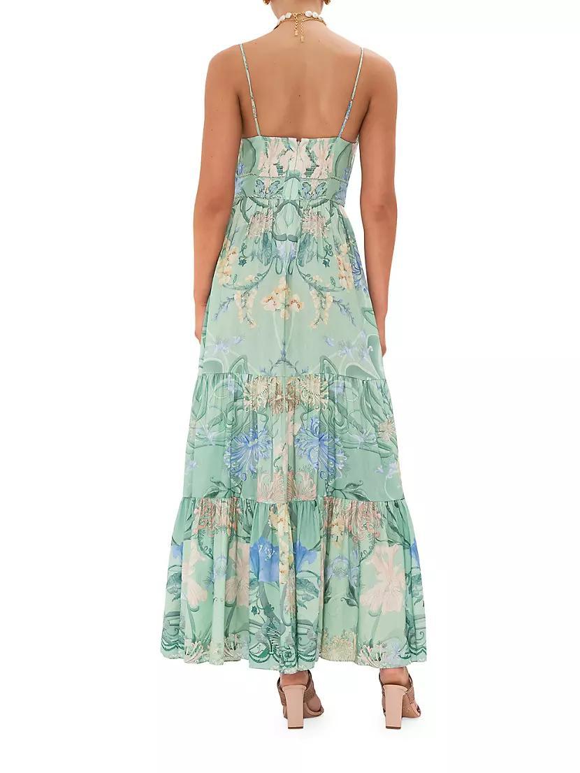 Twist-Front Cut-Out Printed Midi-Dress Product Image