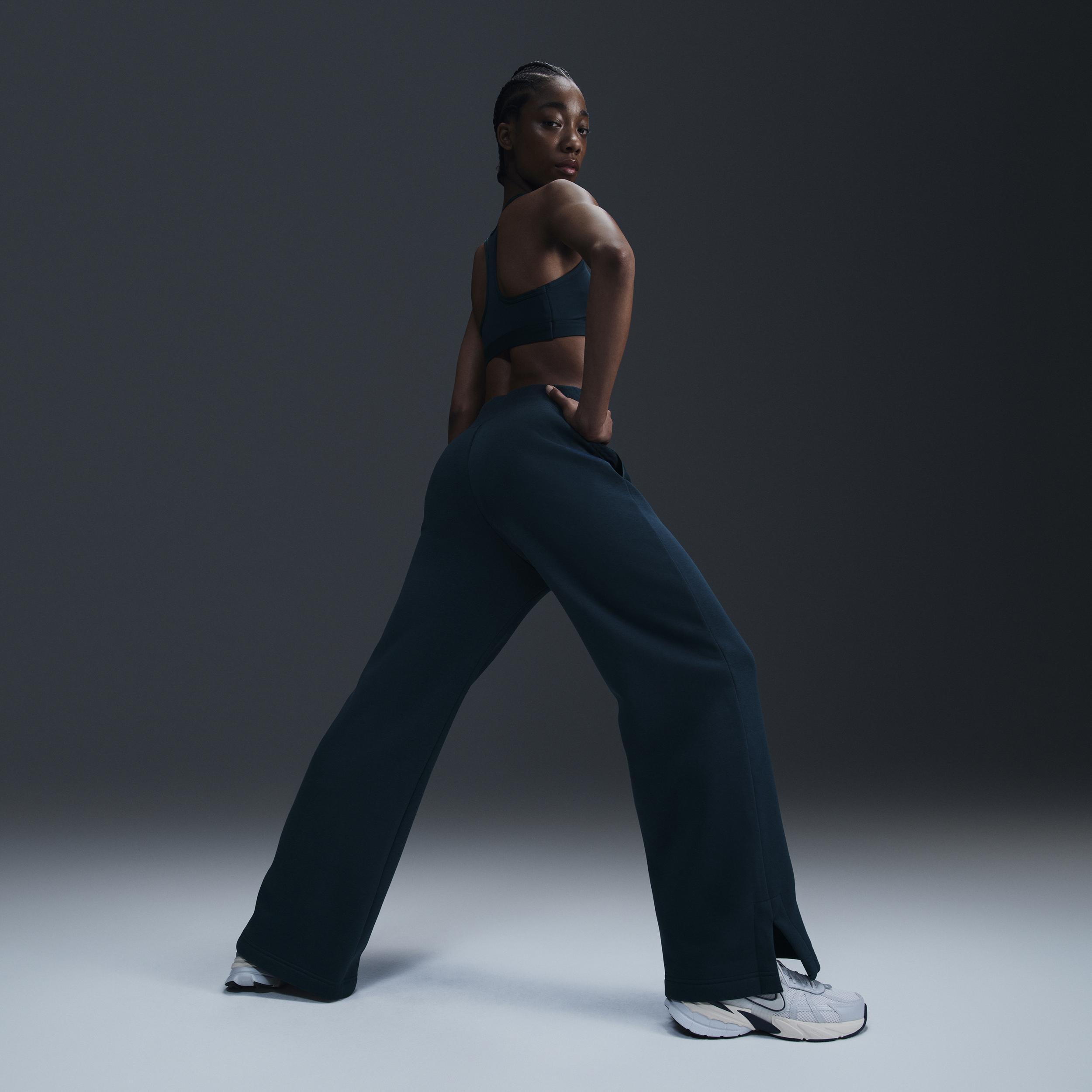 Nike Womens Sportswear Phoenix Fleece High-Waisted Wide-Leg Logo Pants Product Image