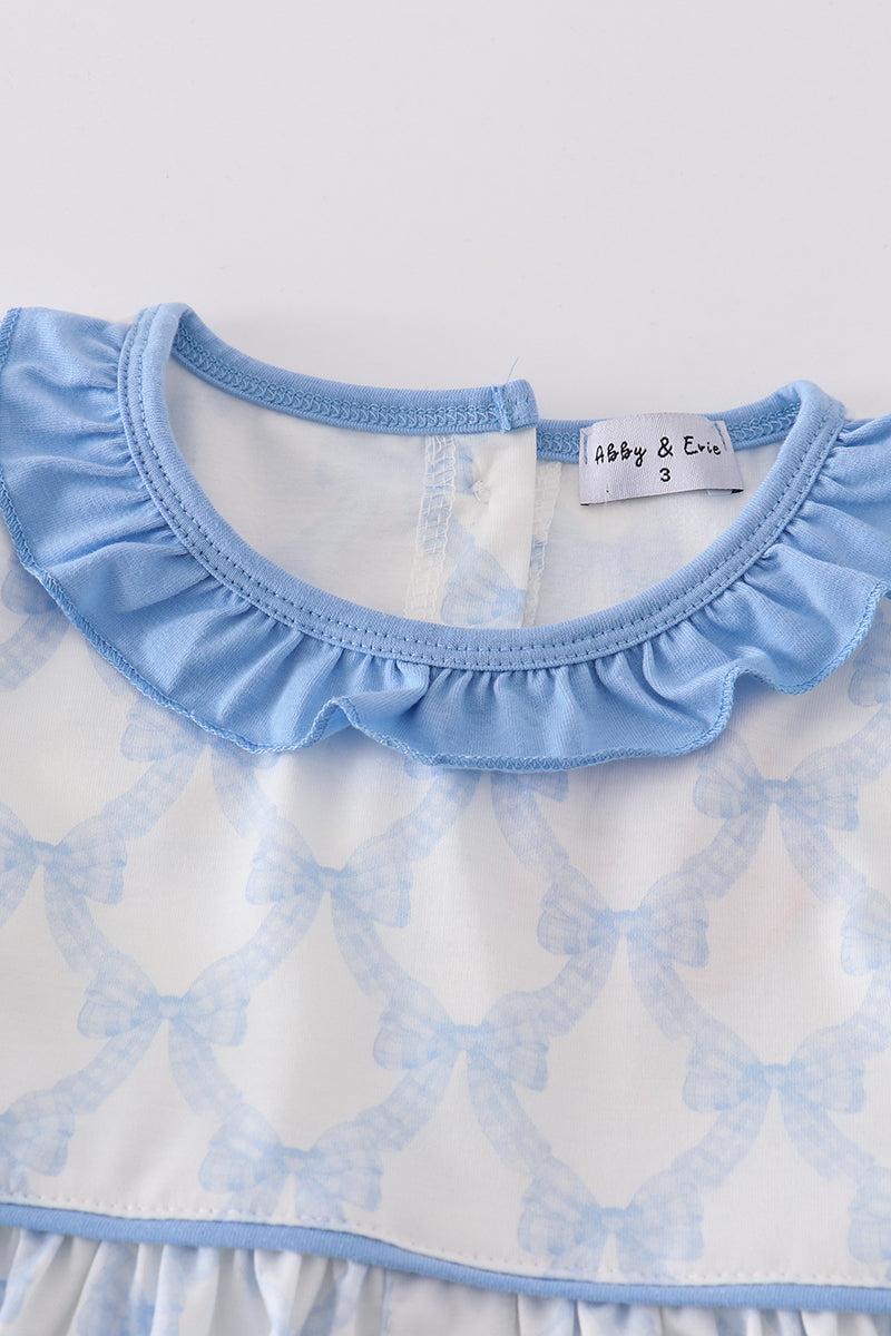 Blue bow ruffle dress Product Image