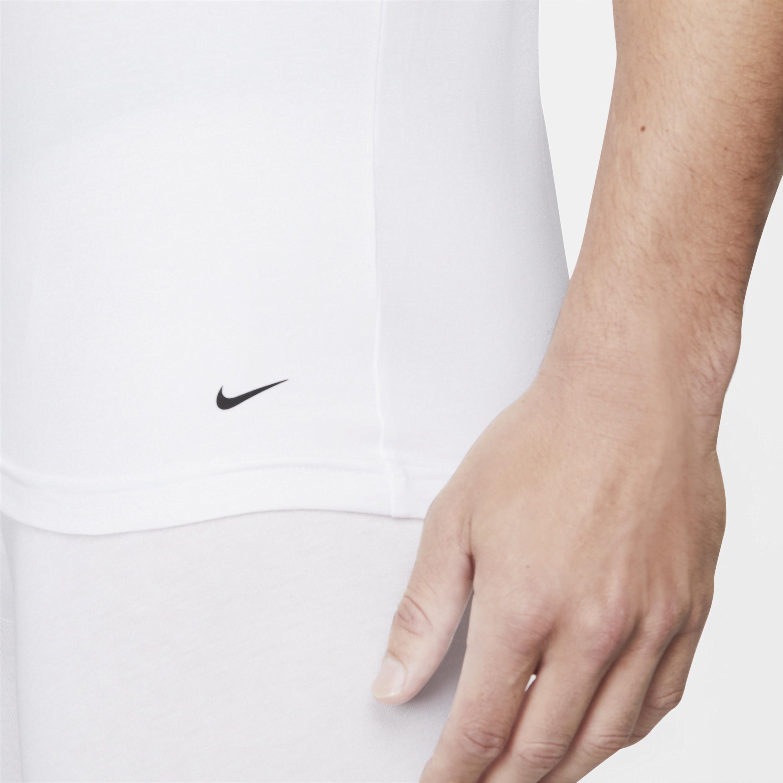 Men's Nike Dri-FIT Essential Cotton Stretch 2-Pack V-neck Undershirts, Size: Large, White Product Image