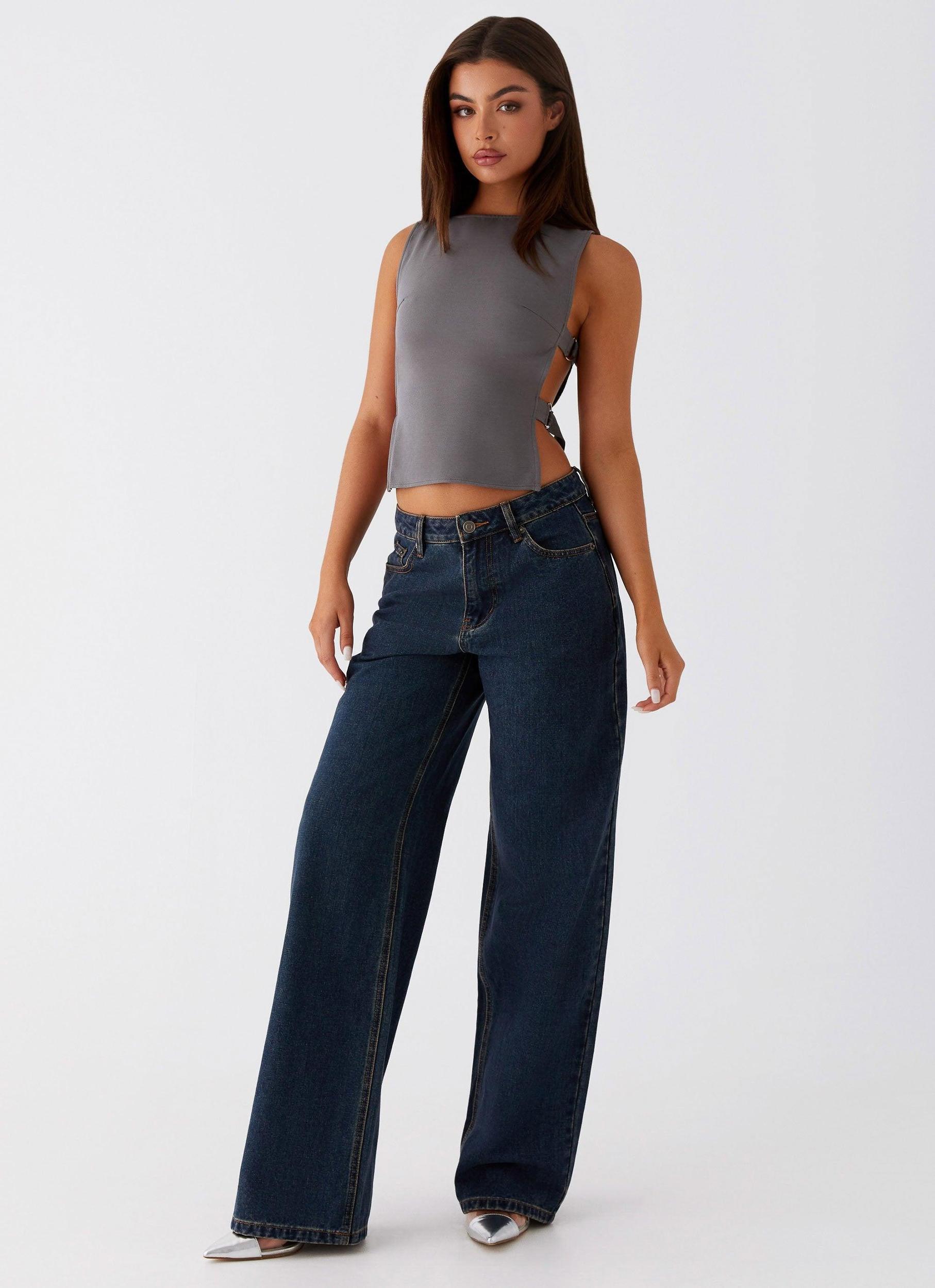 Cherish You Buckle Top - Charcoal Product Image