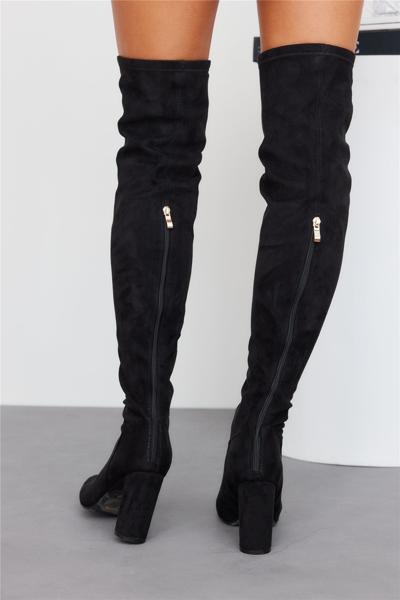 BILLINI Cannon Over The Knee Boots Black Suede Product Image