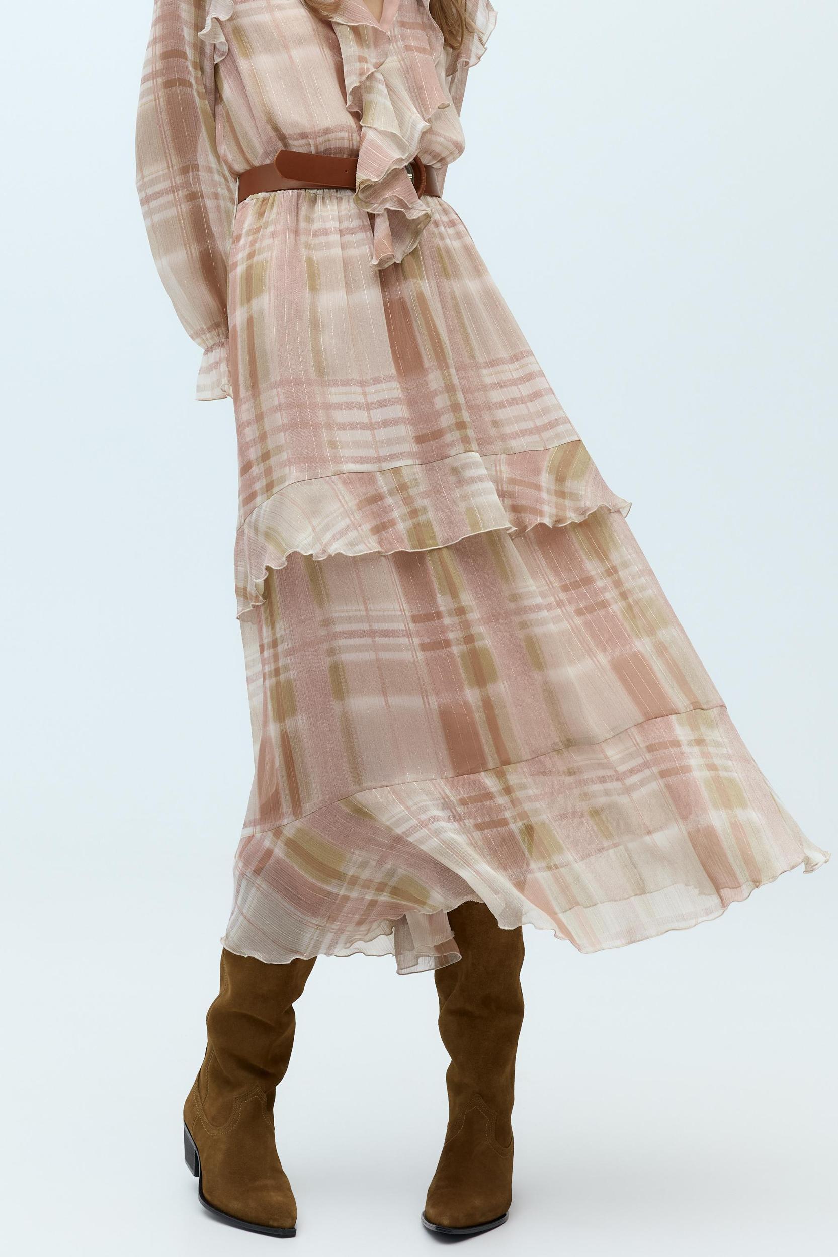 RUFFLED BELT MIDI DRESS Product Image