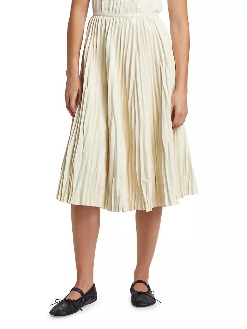 Womens Rosalyn Pleated Faux-Leather Midi-Skirt Product Image