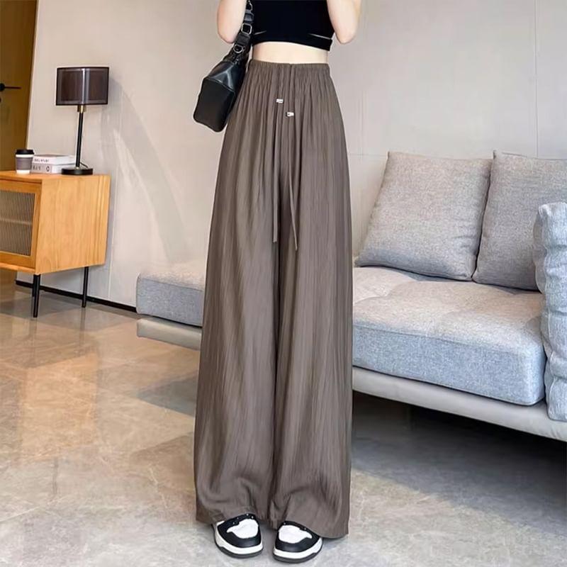 Maternity Drawstring Waist Plain Wide Leg Sweatpants Product Image