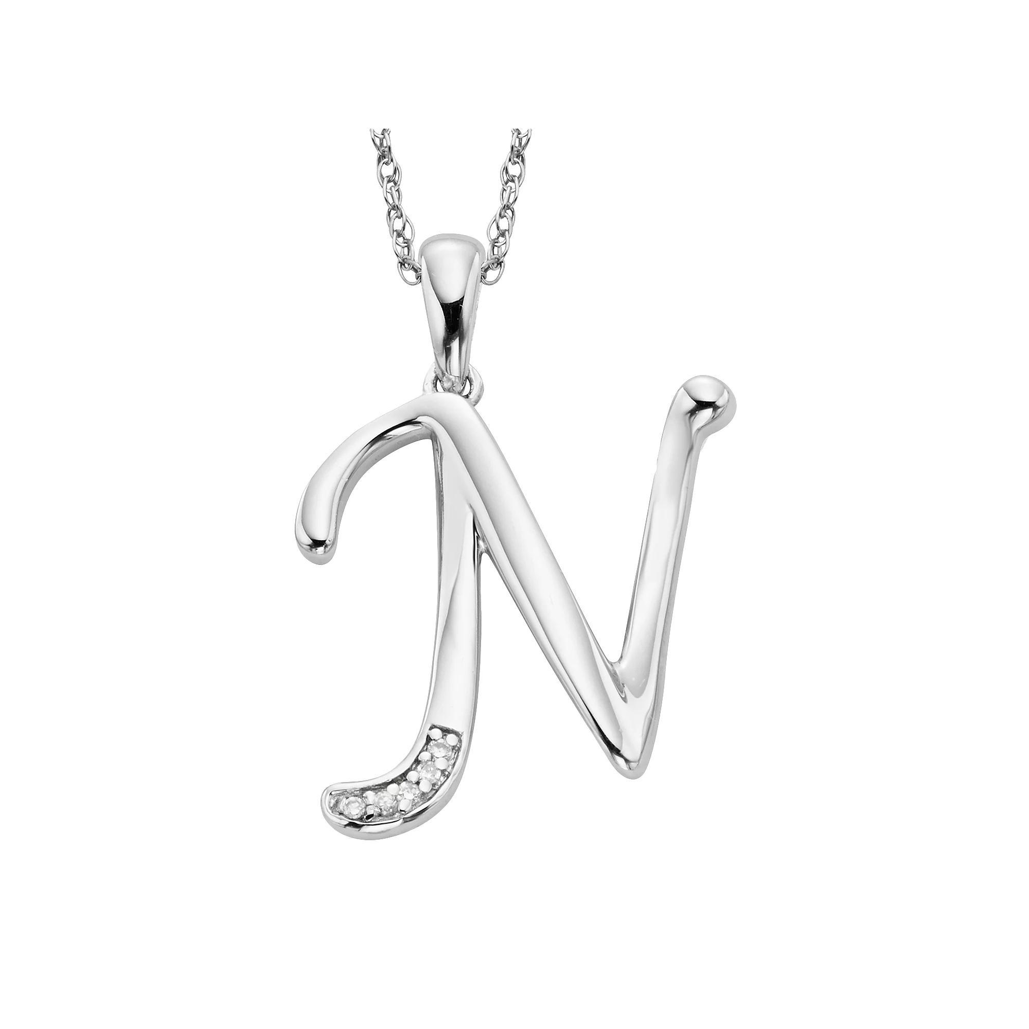 Sterling Silver Diamond Accent Initial Pendant, Womens Product Image