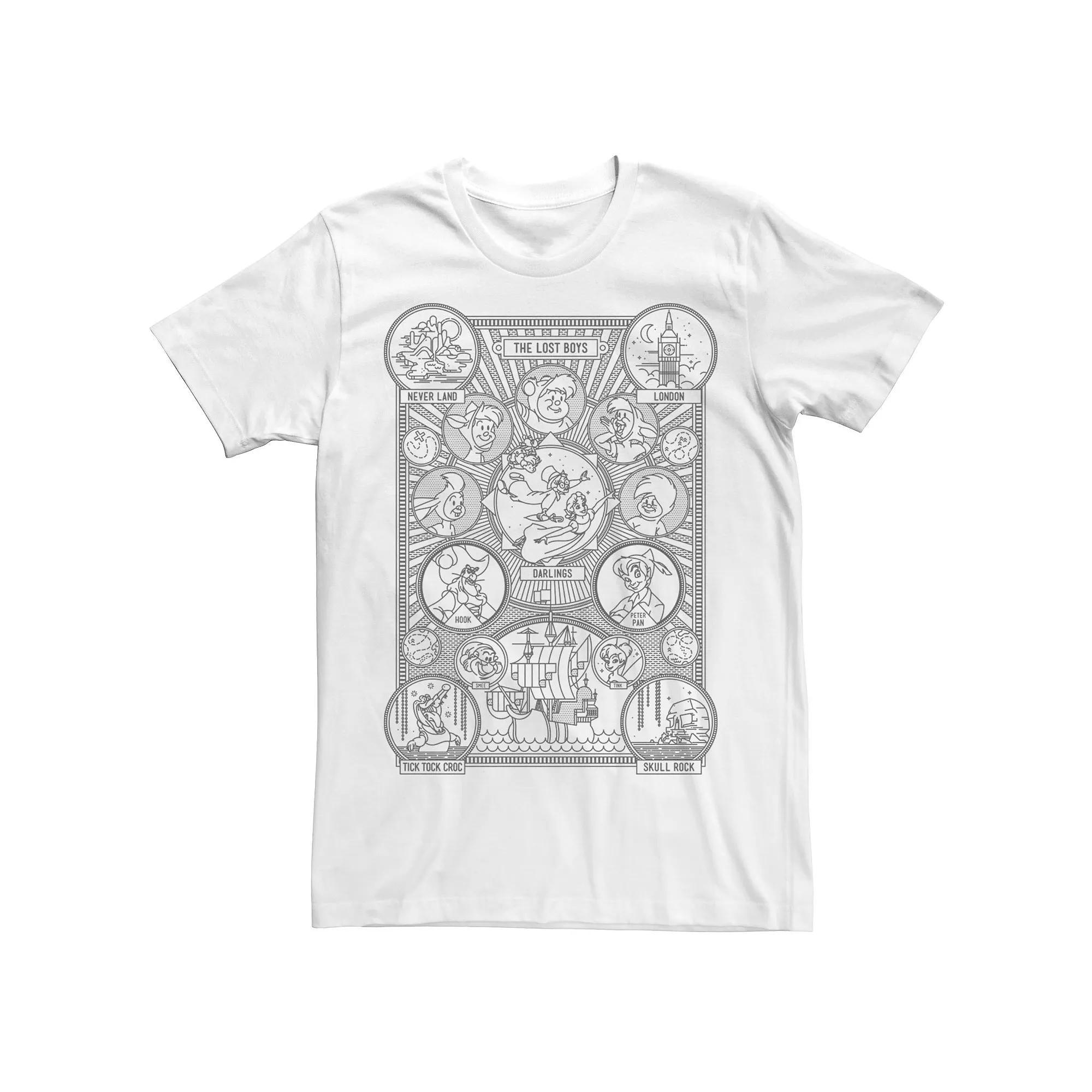 Men's Peter Pan Character Tree Graphic Tee, Size: Small, White Product Image