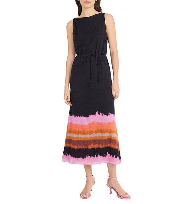 Donna Morgan Voile Ombre Print Boat Neck Sleeveless Blouson Midi Dress Product Image