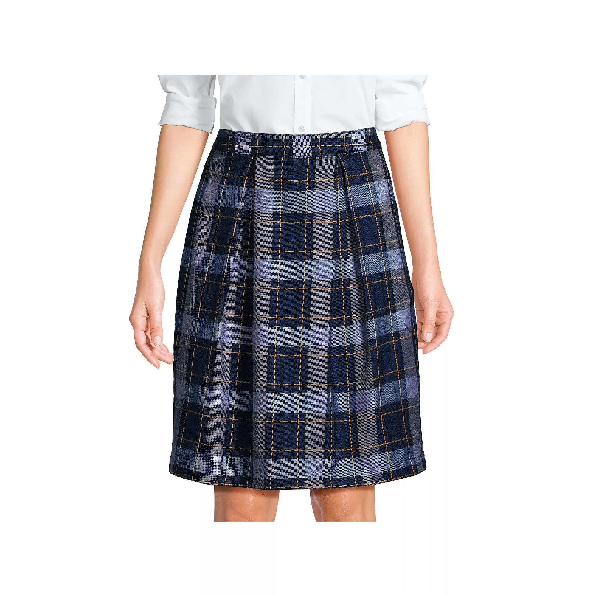 Women's Lands' End School Uniform Plaid Top-Of-Knee Skort, Size: 6, Classic Blue Plaid Product Image