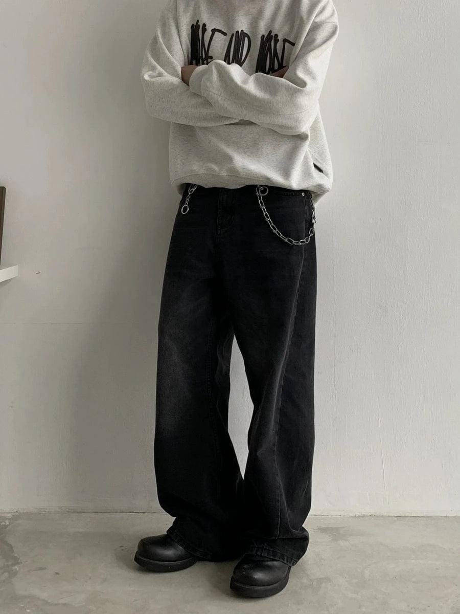 RT No. 18740 OLD BLACK DENIM STRAIGHT JEANS Product Image