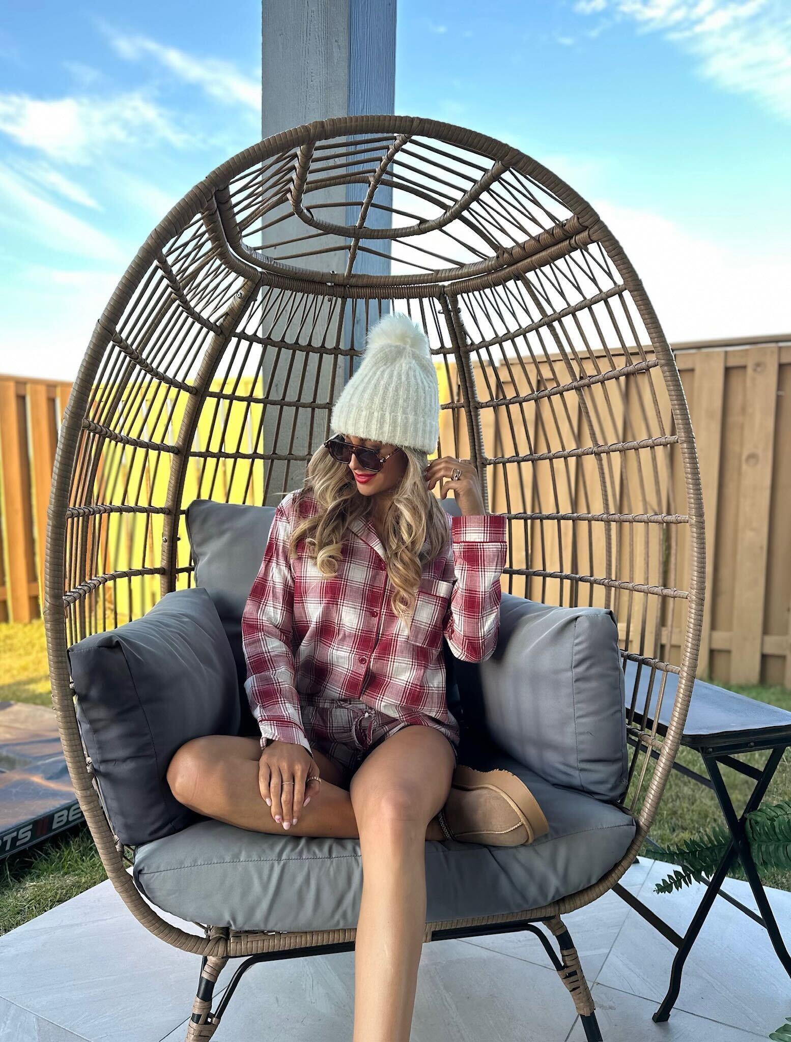Waking Up Red Plaid Shirt & Shorts Set - FINAL SALE Female Product Image