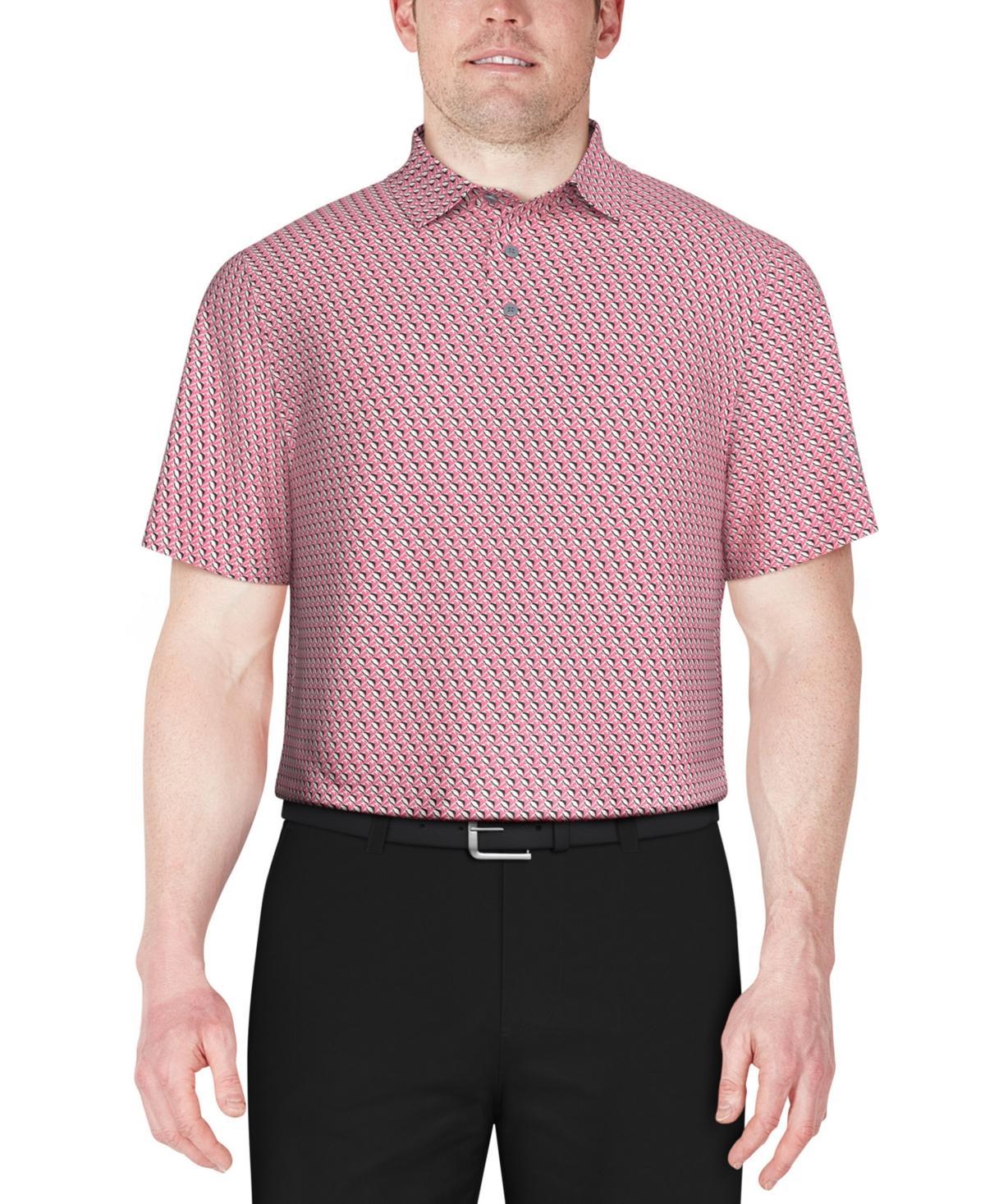 Pga Tour Mens Textured Short Sleeve Stretch Performance Geo Print Polo Shirt Product Image
