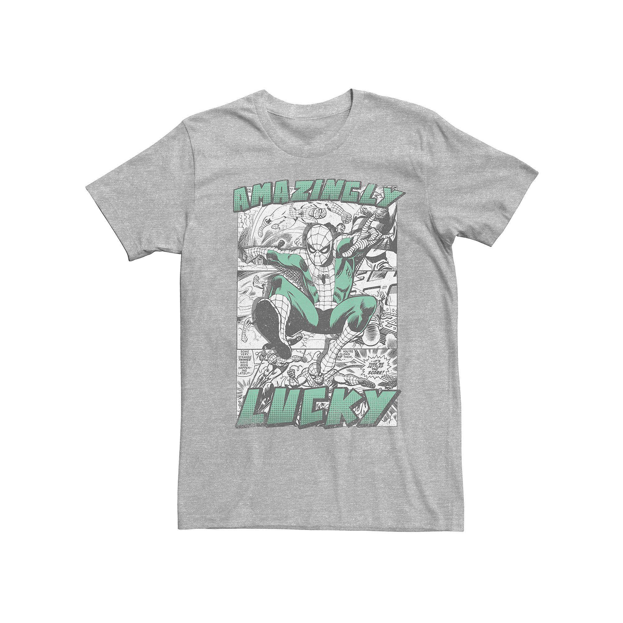 Men's Spider-Man Lucky Tee, Size: Medium, Athletic Grey Product Image