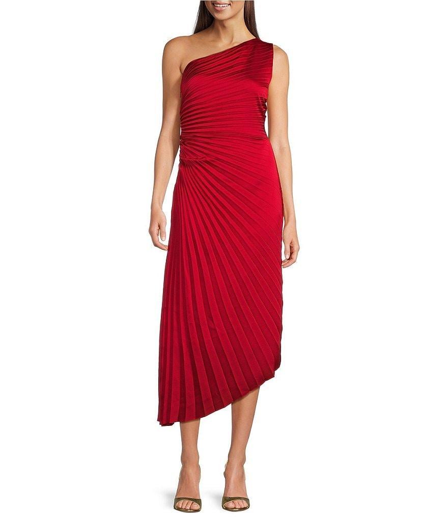 Belle by Badgley Mischka Kelsey Sleeveless One Shoulder Asymmetric Fit and Flare Dress Product Image