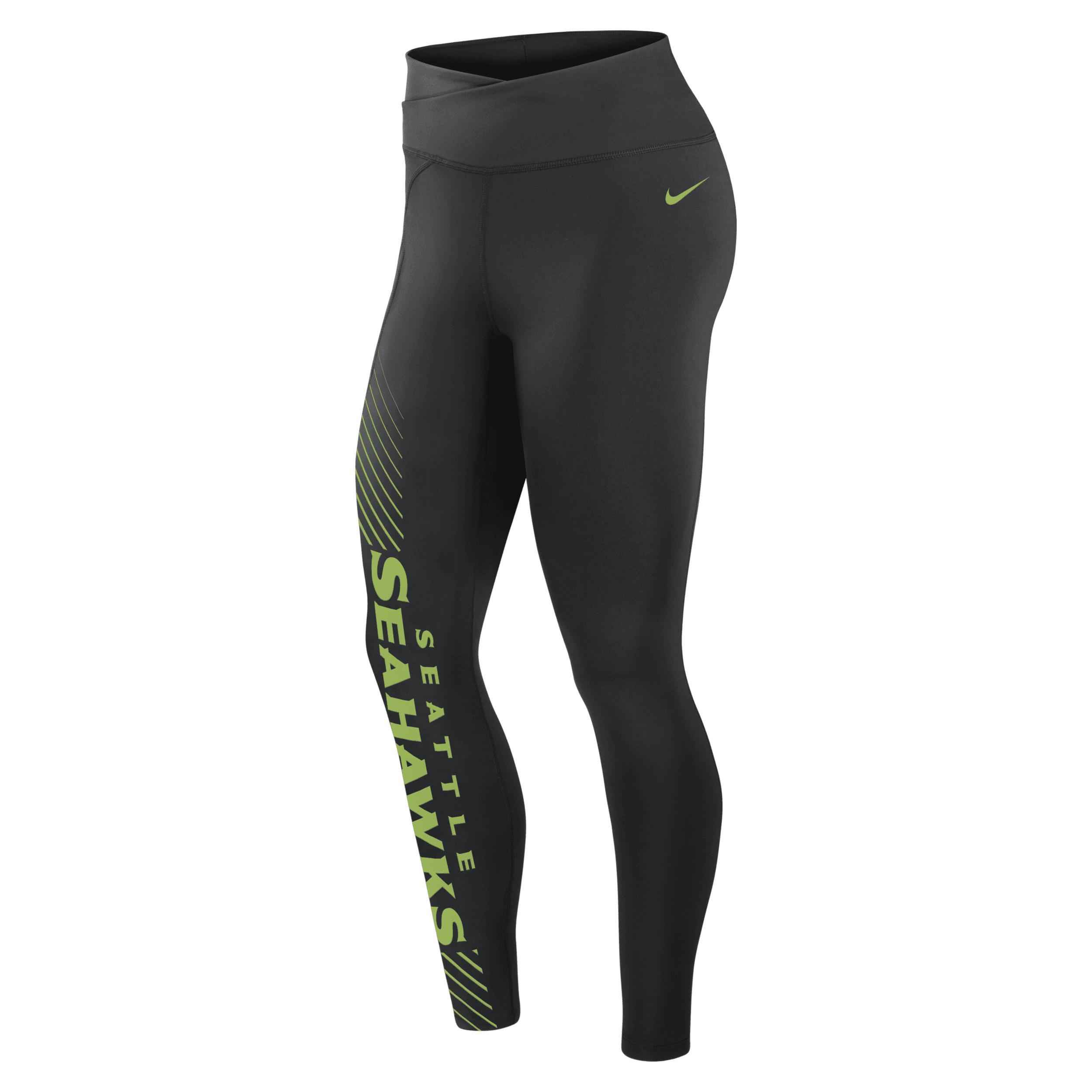 Women's Nike Black Dallas Cowboys Yard Line Crossover Leggings, Size: XS Product Image