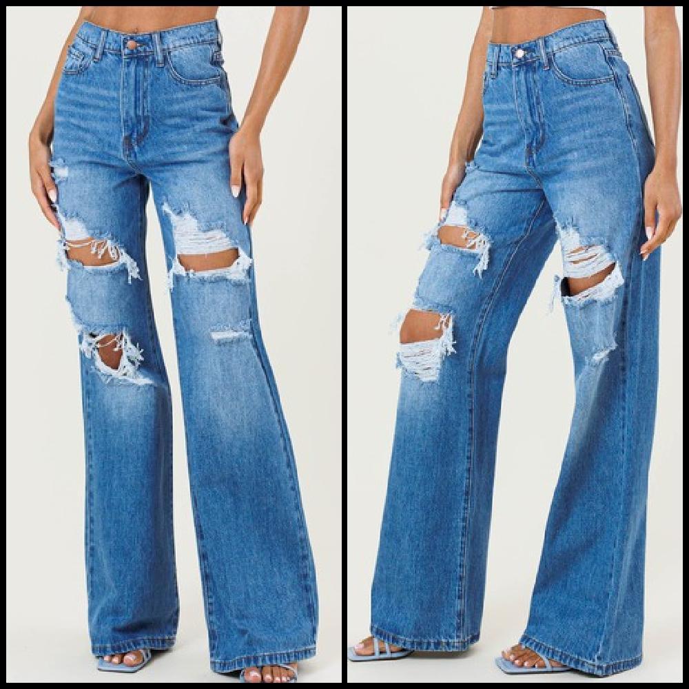 Too Fit To Quit Wide Leg Jeans Product Image