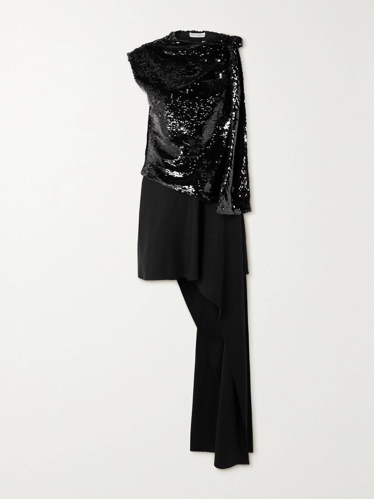 JW ANDERSON Asymmetric Sequinned Mini Dress In Black Product Image