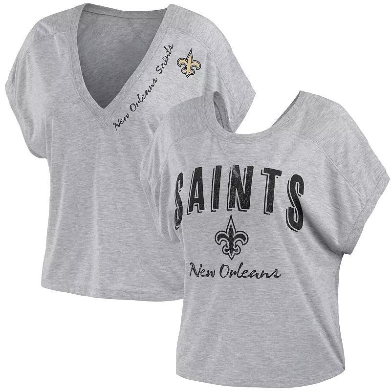 Womens WEAR by Erin Andrews Heather Gray New Orleans Saints Reversible T-Shirt Product Image