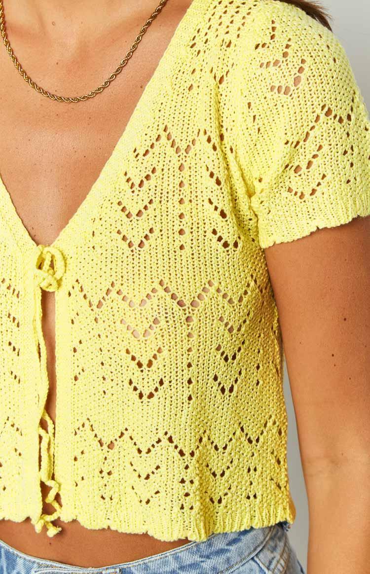 Dahlia Yellow Front Tie Cardigan Product Image