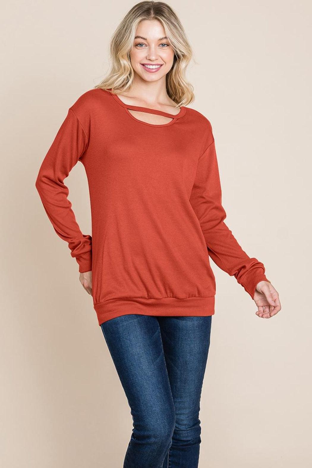 Cut Out Knit Sweatshirts Tops Product Image