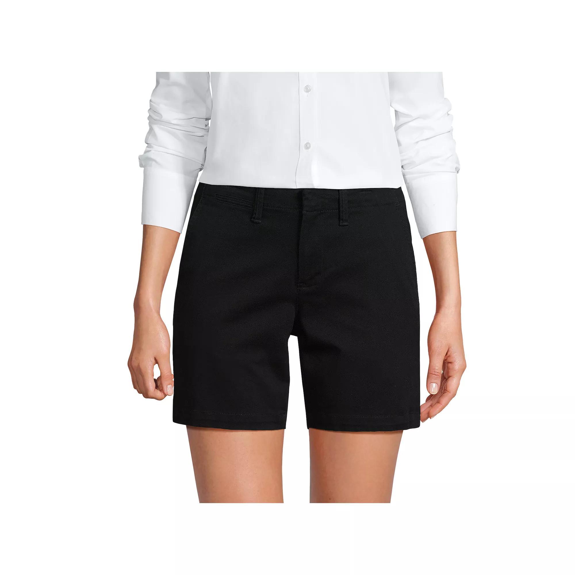 Women's Lands End Classic 7-in. Chino Shorts, Size: 8, Black Product Image