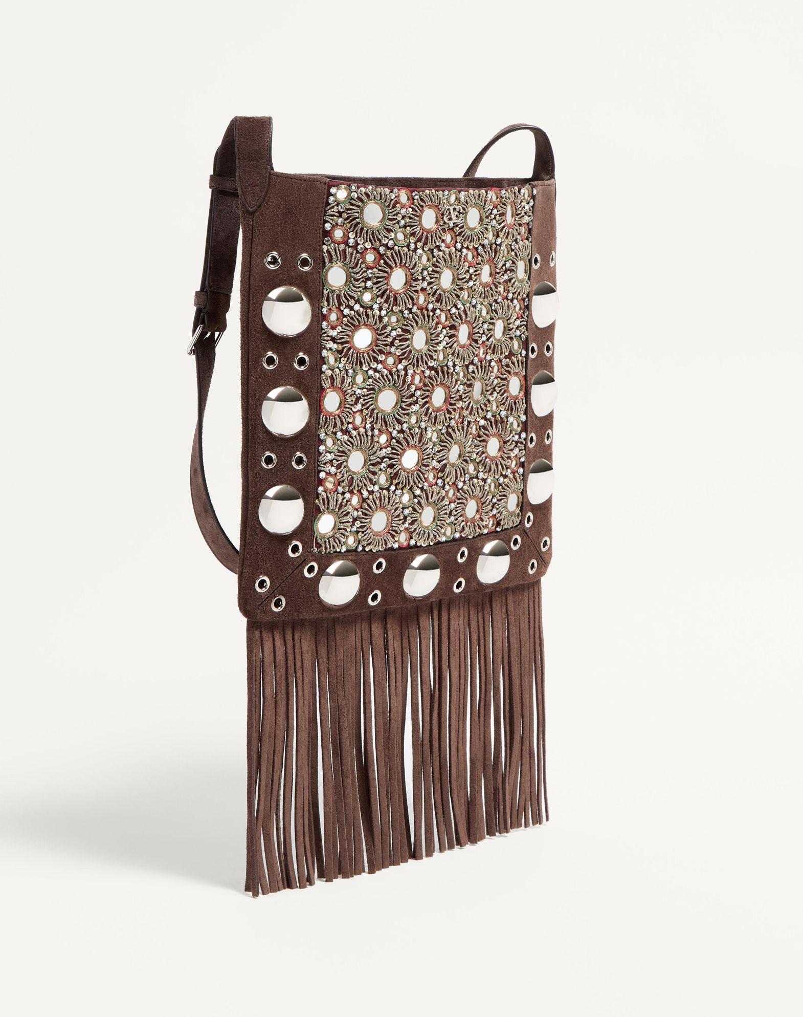 Valentino Garavani Nellcôte Embroidered Shoulder Bag With Fringes Product Image