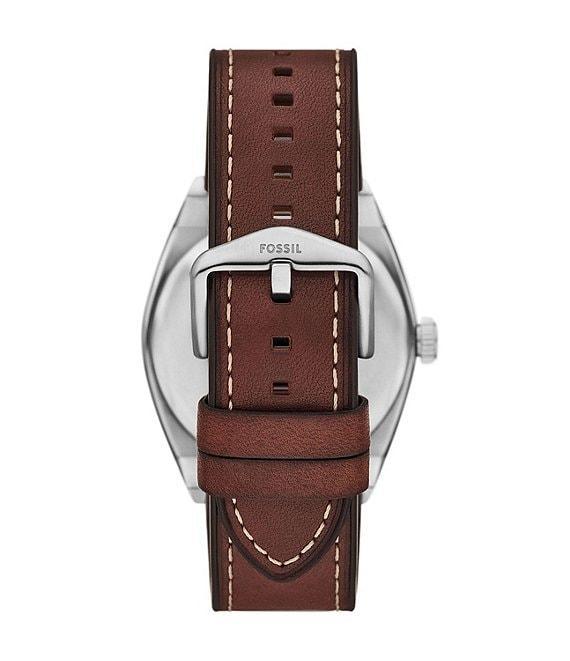 Fossil Men's Everett Three-Hand Brown Leather Strap Watch and Bracelet Set Product Image